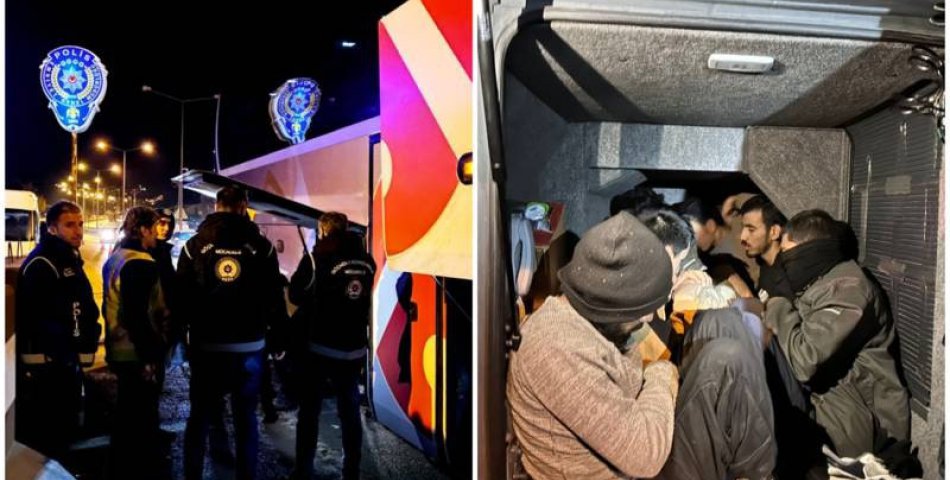Yolcu otobüsünün yatak kısmından 9 kaçak göçmen çıktı
